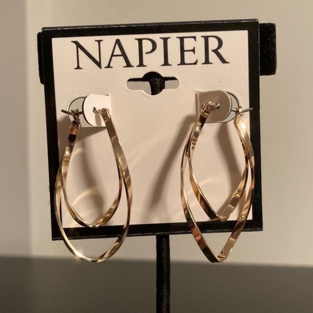 Napier Twisted Gold-Tone Hoop Earrings